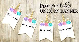 This happy birthday banner includes pages with text happy birthday! for easy printing plus the entire alphabet, numbers, and three different cute unicorns. Free Printable Unicorn Decorations Party Banner Paper Trail Design