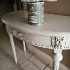 Half Moon Table Painted With Autentico Eggshell Colour Chalk Grey Autentico Autenticopaint Table Side Half Moon Table Refinishing Furniture Painted Table