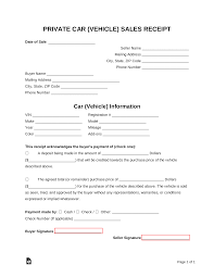 free vehicle private sale receipt template pdf word eforms