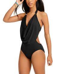 Bar Iii Solid Cowl Neck Monokini One Piece Swimsuit Created For Macy S Reviews Swimsuits Cover Ups Women Macy S In 2021 One Piece Swimsuits Women
