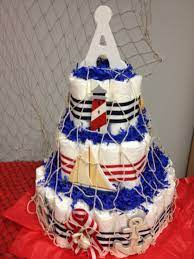 Pin By Brandy Nicole On Birthday Decor Ideas Nautical Diaper Cakes Baby Shower Diaper Cake Baby Diaper Cake Boy