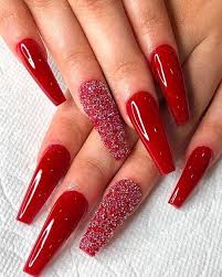 ❤ full cover coffin design: Red Acrylic Nails Coffin Nails Designs Red Nail Art Designs