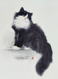 persian cat watercolor cat art watercolor cat puppy art