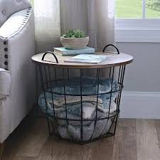 Industrial Wire And Wood Basket Side Table Kirklands Industrial Decor Living Room Farm House Living Room Industrial Farmhouse Decor