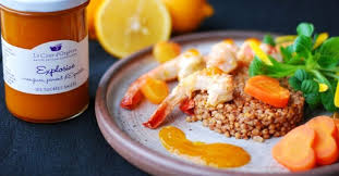 Gambas Au Gingembre Risotto De Sarrasin Sauce Mangue Explosive Recette Recette Gambas Recette De Plat Gingembre