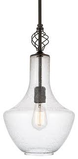 Kira Home Sydney 15 Antique Pendant Light Vase Style Seeded Glass Shade Transitional Pendant Lighting By Modum Decor