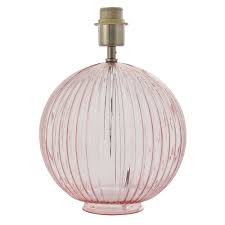 Pink stonies small stone look table bedside lamp. 81909 Jemma 1 Light Table Lamp Base Only Dusky Pink Ribbed Glass