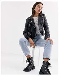 Asos Design Ultimate Faux Leather Biker Jacket In Black Asos Biker Jacket Outfit Bikerj In 2021 Jacket Outfit Women Biker Jacket Outfit Women Biker Jacket Outfit