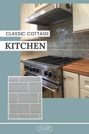 Classic Cottage Kitchen With Handmade Subway Tile 4x4 Decorative Border In 2020 Cottage Kitchen Kitchen Inspirations Glass Cabinet Doors