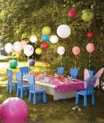 1st Birthday Celebration Birthday Decoration Ideas For Kids Use White Chairs And Add Glow Sticks To Lanterns For The Evening Fun Party Supplies Outdoors Birthday Party Kids Gardening Party