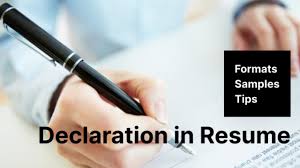 It may also be helpful in situations where the candidates send the resume to a possible employer via recommendation or samples of declaration. Declaration In Resume Formats Examples Writing Guide Cakeresume