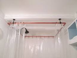 Copper Shower Curtain Rod Google Search Shower Curtain Rods Diy Shower Curtain Small Bathroom Makeover
