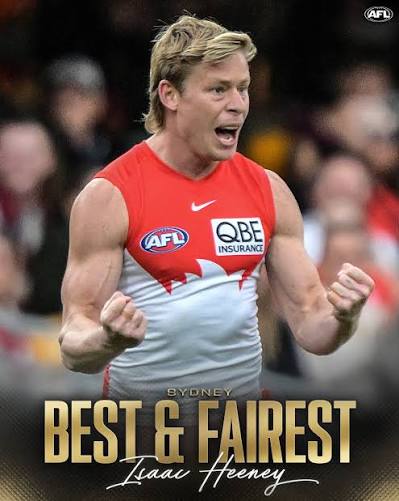 IS𝗔𝗔C HEENEY    A man who continues to etch his name as one of our  best, now a x3 All-Australian. Congratulations on another stellar season  @isaacheeney #Bloods