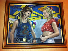 Went To A Friends House For The Super Bowl And This Joe Dirt Painting Was Hanging Over The Fireplace Classy All The Way Funny