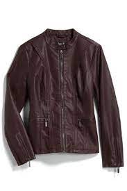 Mo Ka Ebele Faux Leather Jacket Dark Purple I Also Love This In The Light Tan Color Leather Jacket Leather Jackets Women Round Neck Long Sleeve Shirt