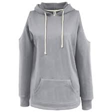 Pennant Sportswear Cold Shoulder Ladies Fleece Hoodie Grey