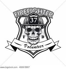 Blank fire department logo base red with dark blue chrome trim vector. Firefighter Volunteer Vector Photo Free Trial Bigstock