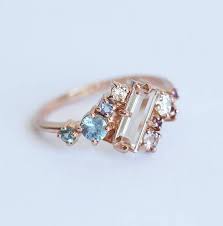 Rose Gold Morganite Ring Cluster Engagement Ring With Etsy Cluster Engagement Ring Aquamarine Engagement Ring Engagement Ring White Gold