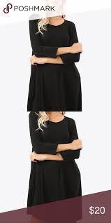 Black 3 4 Sleeve Dress With Pockets Extra Soft 3 4 Sleeve Dress With Pockets Boutique Dresses Best Leggings Dress Fabric
