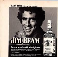 1974 VINTAGE 5.5X5.5 SMALL PRINT Ad FOR JIM BEAM BOURBON WITH ELLIOT GOULD 
