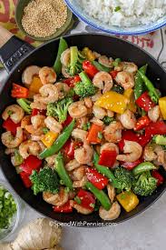 Add onion, mushrooms, peppers, carrots, water chestnuts, bok choy (without allow to cook covered over medium heat for 10 minutes. Shrimp Stir Fry Spend With Pennies
