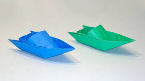 How To Make Paper Speed Boat That Floats On Water Origami Boat Step By Origami Boat Paper Boat Origami Origami Boat Instructions