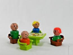 Fisher price loving family twins musical baby changing table high chairs babies. Vintage Fisher Price Wooden Little People Dinning Table Chair Lot Fisherprice Vintage Fisher Price