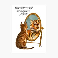 Cat And Tiger Mirror Message Poster By Hazynz Lion Cat Cat Tattoo Cats