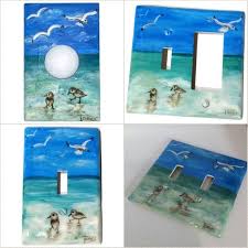 Rustic Beach Themed Light Switch Plates Hand Painted Ocean Etsy Decorative Light Switch Covers Switch Plates Beach Wall Decor
