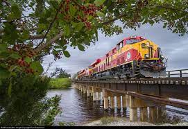 Three Florida East Coast Champion Es44c4s 818 800 809 Lead Fec Train 101 13 Across Spruce Creek Just South Of Spruce Cr Florida East Coast East Coast Train