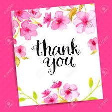 Download a free preview or high quality adobe illustrator ai, eps, pdf and high resolution jpeg versions. Thank You Card With Modern Calligraphy And Sakura Flowers On Pink Background Vector Layout Design Royalty Free Cliparts Vectors And Stock Illustration Image 43386261