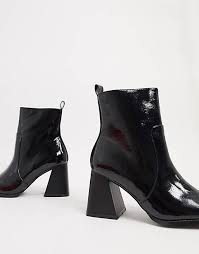 Find great deals on ebay for black patent leather boots. Raid Wide Fit Antonia Square Toe Ankle Boots In Black Patent Asos
