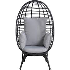 Mod Poppy Oversize Wicker Outdoor Lounge Chair With Gray Cushions Poppyegg Gry The Home Depot In 2020 Lounge Chair Outdoor Mod Furniture Patio Chairs