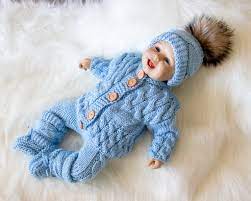 0 3 Months Baby Boy Coming Home Outfit Blue Outfit Hand Knit Baby Clothes Newborn Take Home Outfit Baby Winter Clothes Ready To Ship Newborn Boy Clothes Winter Baby Clothes Baby Overalls