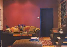 For A Dramatic Contrast Mix Red With Orange Yellow And Purple Blue Try Yellow Orange Yellow Walls With A Red Ceili Red Wall Paint Red Ceiling Blue Furniture