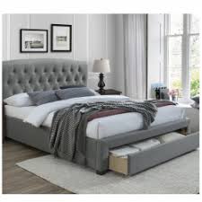 Intégrez à n'importe quelle literie cette tête de lit capitonnée version chesterfield en finition tissus luxueuse et so british ! Lit Contemporain En Tissu Gris 160 X 200 Cm Avec Tiroir De Rangement