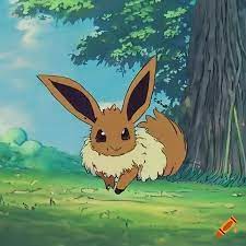Eevee running through a grassy field, painted by hayao miyazaki in studio  ghibli style, anime animation cel, very high quality, very detailed on  Craiyon