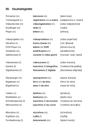 Wortschatz Deutsch Italienisch Haushaltsgerate Portuguese Vocabulary Household Appliances