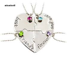 Heart puzzle piece necklace, 4 piece puzzle piece necklace set, best friend necklace set for 4, valentines day gift for friends. Mic 4pcs Set Best Friend Forever And Ever Bff Heart Shape Puzzle Pendant Necklace Set Shopee Philippines