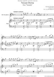 Elaborazione con accordi a cura di bruno bizzarri. Turandot Nessun Dorma Alto Sax Sheet Music By Giacomo Puccini