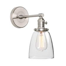 Indoor wall light with swing armwall lamps for bathroom living room led mirror over picture adjustable angle bedroom decor art. Phansthy Industrial Single Sconce Brushed Nickel Bathroom Vanity Light Fixture With 5 5 Light Fixtures Bathroom Vanity Clear Glass Lamps Vanity Light Fixtures
