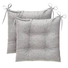 Chair cushions & pads : Outdoor Gray Grey White Stripe Tufted Dining Chair Cushion W Ties Choose Size Patio Furniture Cushions Pads
