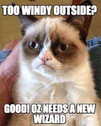 Fifteen funniest windy weather memes, . Meme Creator Funny Too Windy Outside Good Oz Needs A New Wizard Meme Generator At Memecreator Org