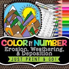 Erosion Weathering Deposition Color By Number By Morpho Science Erosion Weathering And Erosion Earth Science Middle School
