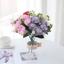 Gsd artificial flowers in vase flower arrangements with ceramics vase silk bouquet faux flowers table centerpieces for dining room kitchen decoration, pack of one, (red) $16.49 $ 16. Buy Online Artificial Flowers Red Silk Peony Roses Vases For Home Decor Bride Bouquet Wedding Accessories Craft Diy Gifts Pink Fake Plants Alitools