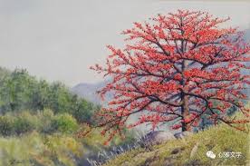 壮气高冠的木棉树 木棉花 painting art sunset