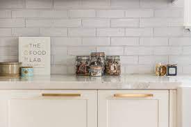 My granite is white springs, cabinets a creamy white, walls a grey/blue/green. White Glazed Thin Brick Backsplash For Contemporary Kitchen Transitional Kitchen San Francisco By Fireclay Tile Houzz