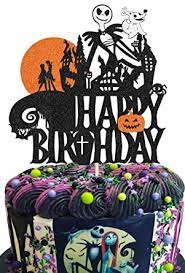 Not everyone loves a halloween wedding cake right? Kapokku Glitter Skull Happy Birthday Cake Topper For Cartoon Theme Jack And Sally Skellington Nightmare Before Christmas Theme Wedding Halloween Theme Anniversary Birthday Party Cake Decorations Amazon Com Grocery Gourmet Food