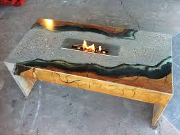 Custom Concrete Coffee Table With Eco Friendly Burner Stained And Polished River Rock Www Superiorstain Concrete Coffee Table Concrete Decor Concrete Design