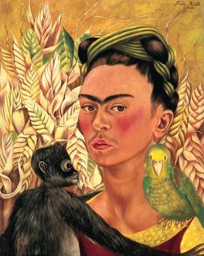 Self-Portrait with Monkey and Parrot, 1942 Art Print by Frida Kahlo | King & McGaw